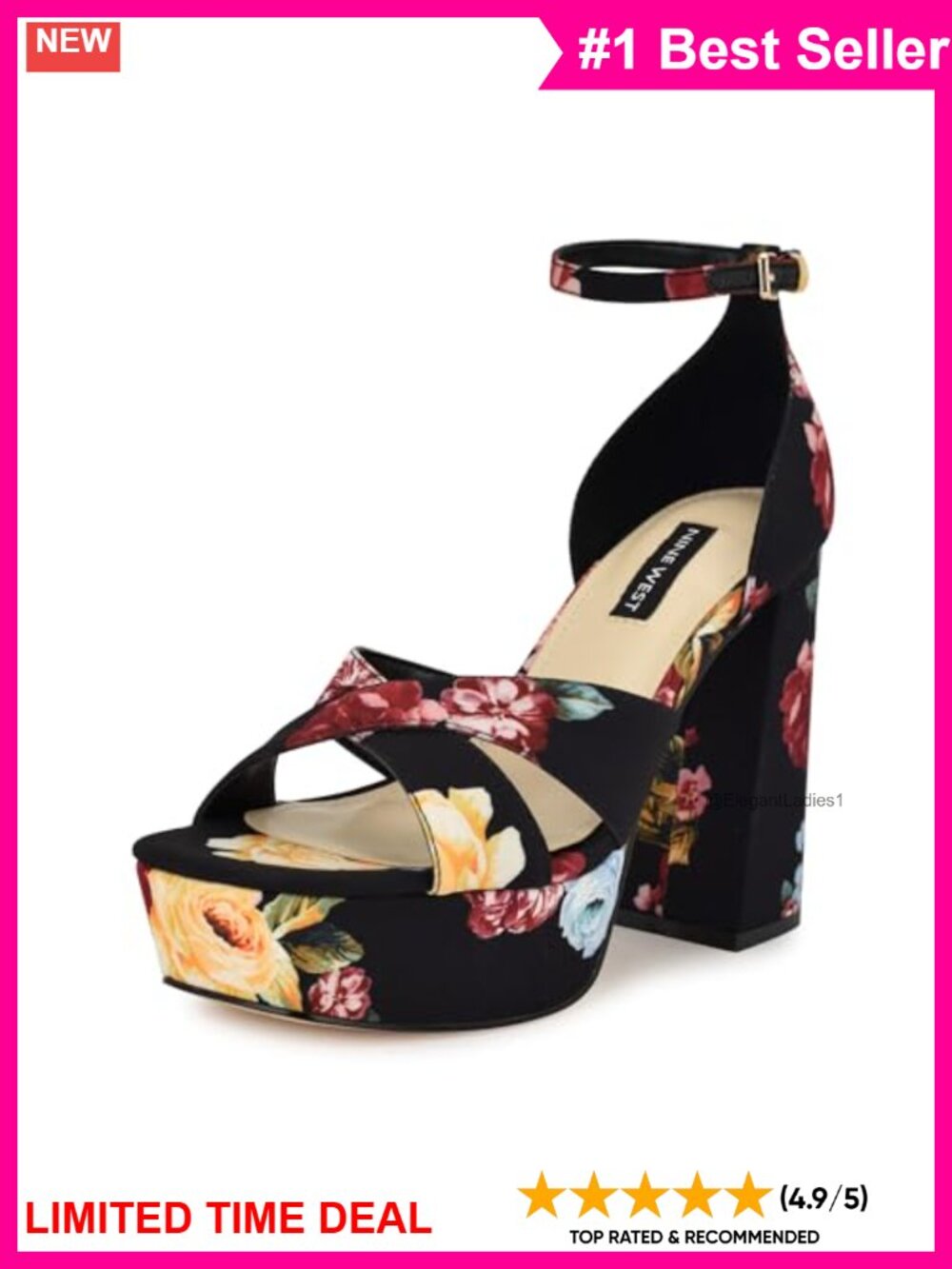 Nine West Vicky Block Heel Dress Sandals with Ankle Strap